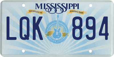 MS license plate LQK894