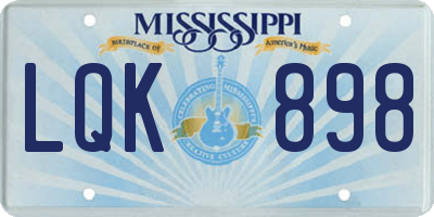 MS license plate LQK898