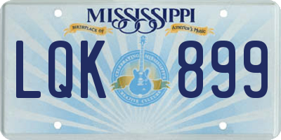 MS license plate LQK899