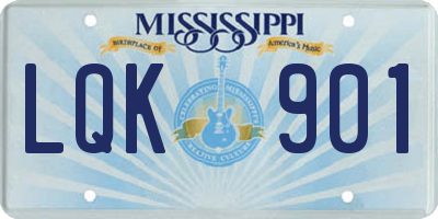 MS license plate LQK901