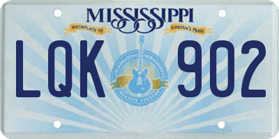 MS license plate LQK902
