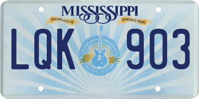 MS license plate LQK903