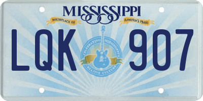 MS license plate LQK907