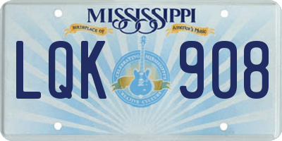 MS license plate LQK908