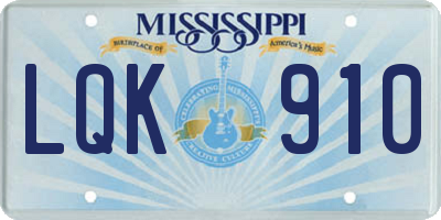 MS license plate LQK910
