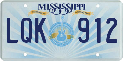 MS license plate LQK912