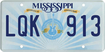 MS license plate LQK913
