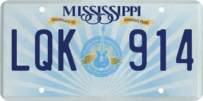 MS license plate LQK914