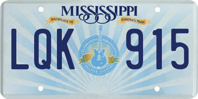 MS license plate LQK915