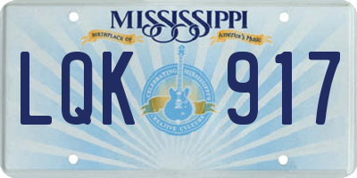 MS license plate LQK917