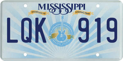MS license plate LQK919