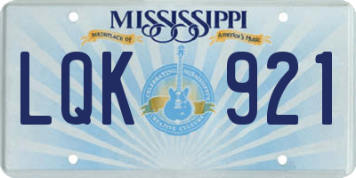 MS license plate LQK921
