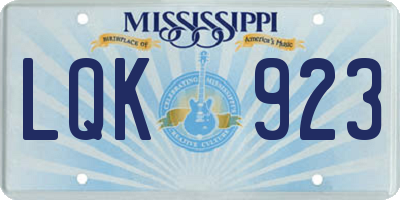 MS license plate LQK923
