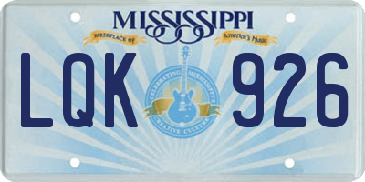 MS license plate LQK926