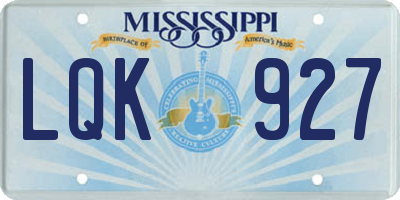 MS license plate LQK927