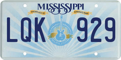 MS license plate LQK929
