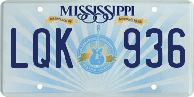 MS license plate LQK936