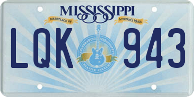 MS license plate LQK943