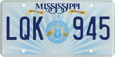 MS license plate LQK945