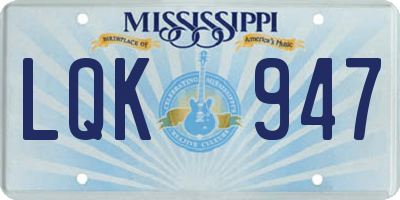 MS license plate LQK947