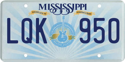 MS license plate LQK950