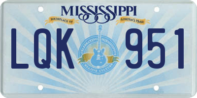 MS license plate LQK951