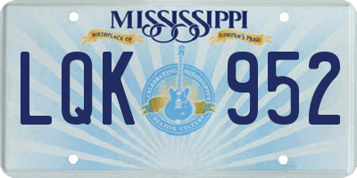 MS license plate LQK952