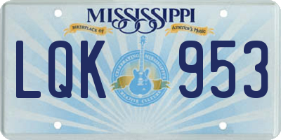 MS license plate LQK953