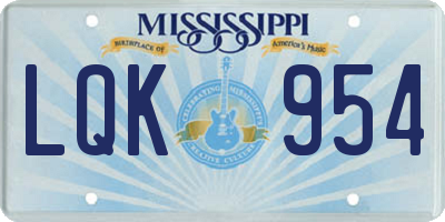 MS license plate LQK954
