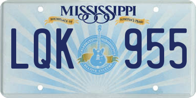 MS license plate LQK955