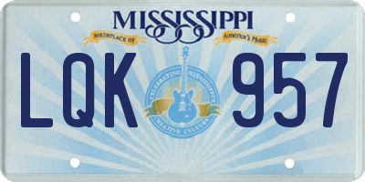 MS license plate LQK957
