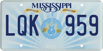 MS license plate LQK959