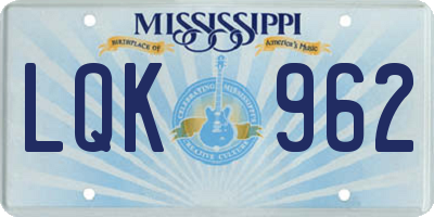 MS license plate LQK962