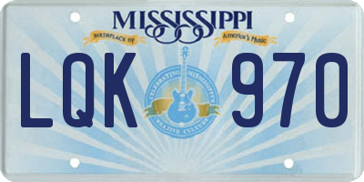 MS license plate LQK970