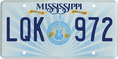 MS license plate LQK972