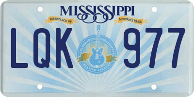 MS license plate LQK977