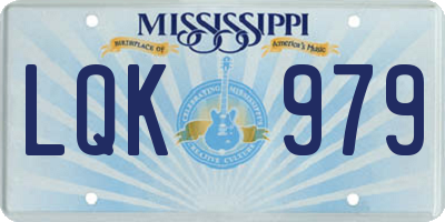 MS license plate LQK979