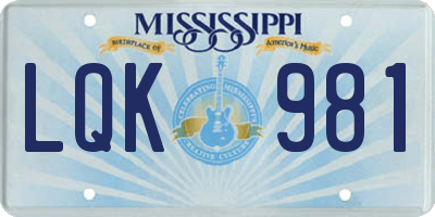 MS license plate LQK981