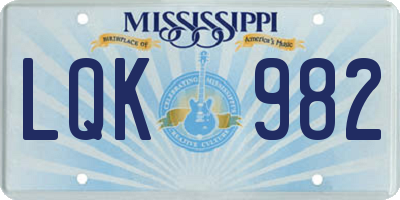 MS license plate LQK982