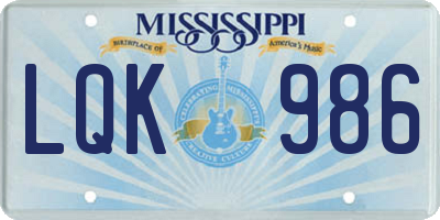 MS license plate LQK986