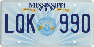 MS license plate LQK990