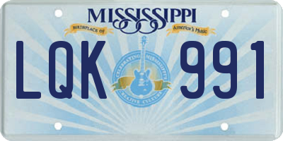 MS license plate LQK991