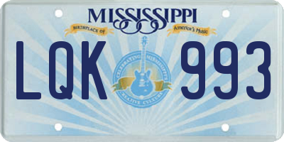 MS license plate LQK993