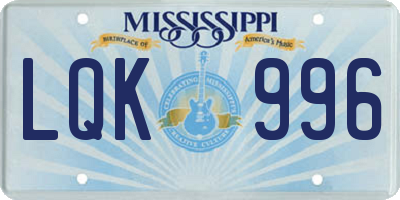 MS license plate LQK996