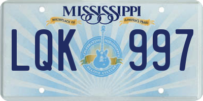MS license plate LQK997