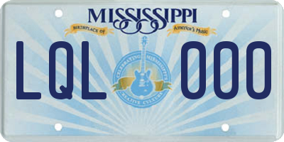 MS license plate LQL000