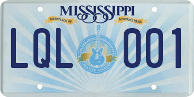 MS license plate LQL001