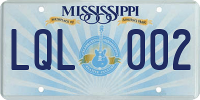 MS license plate LQL002