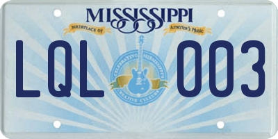 MS license plate LQL003