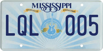 MS license plate LQL005